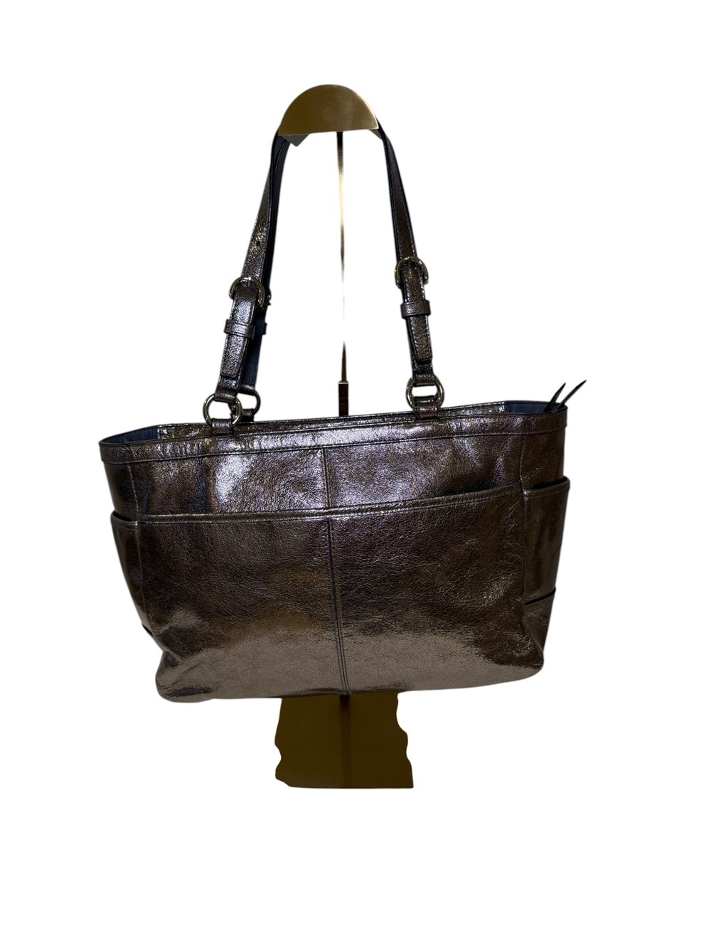 Coach Gallery East West Tote in Rare Metallic Pewter/Bronze Leather - Picture 2 of 12